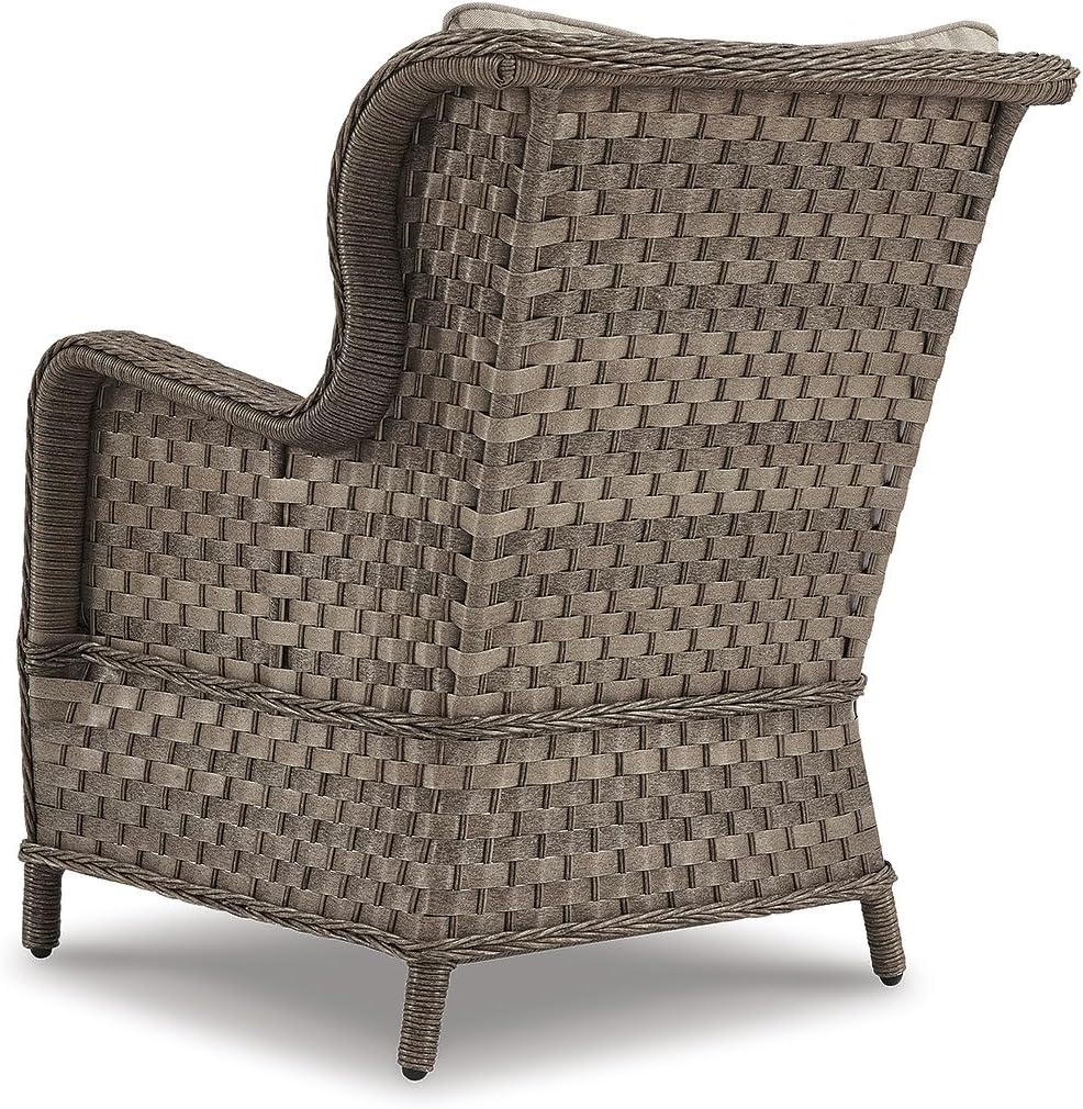 Signature Design by Ashley Clear Ridge Outdoor Handwoven Wicker Cushioned Lounge Chair 2 Count, Light Brown