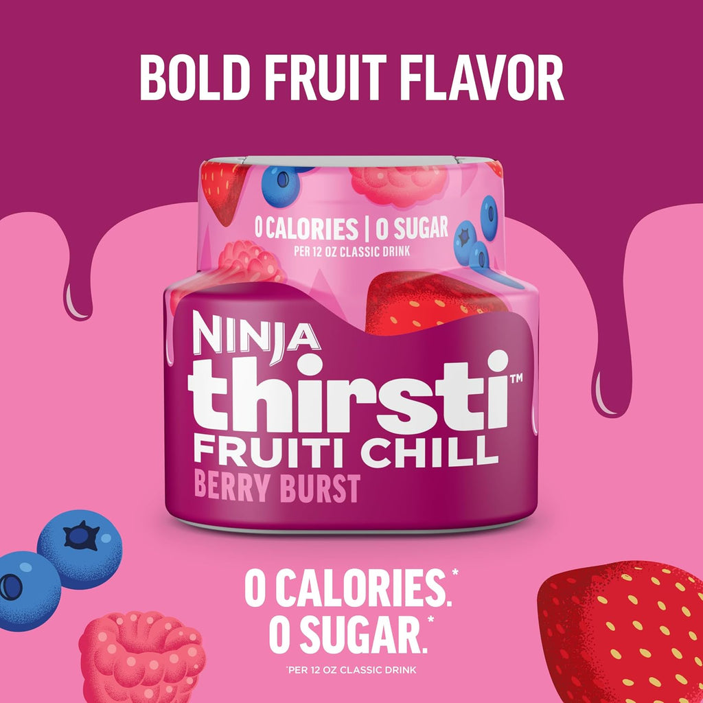 Ninja Thirsti Flavored Water Drops, Berry Burst, Zero Calories | Zero Sugar, 12oz drinks, 3 Pack, Compatible with All Ninja Thirsti Drink Systems - WC1000, WC2000 & WC3000 Series, WCFBRPNAM