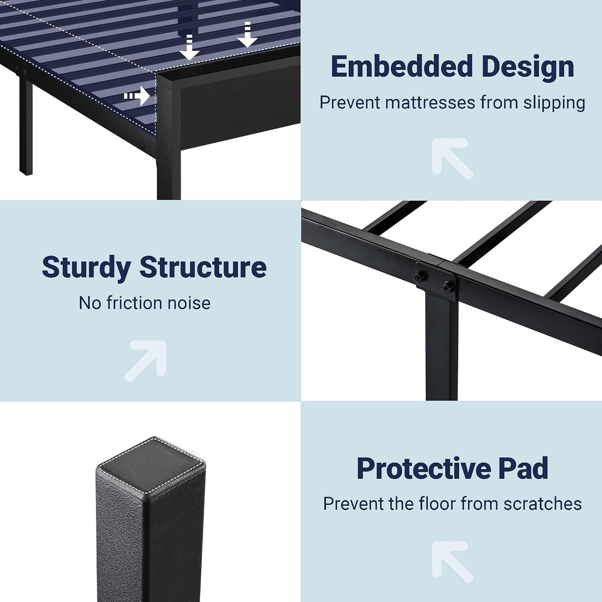 Allewie Twin Size Bed Frame, Heavy Duty 12 Metal Slats Support, Black Oak