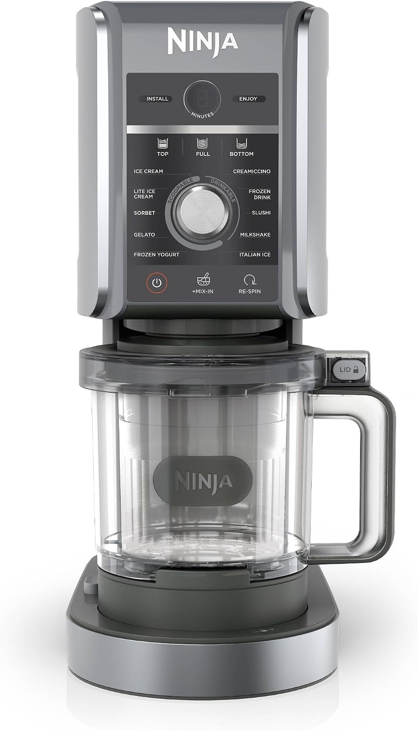Ninja NC501 CREAMi Deluxe 11-in-1 Ice Cream & Frozen Treat Maker with 2 XL Family Size Pint Containers, Silver (Renewed)