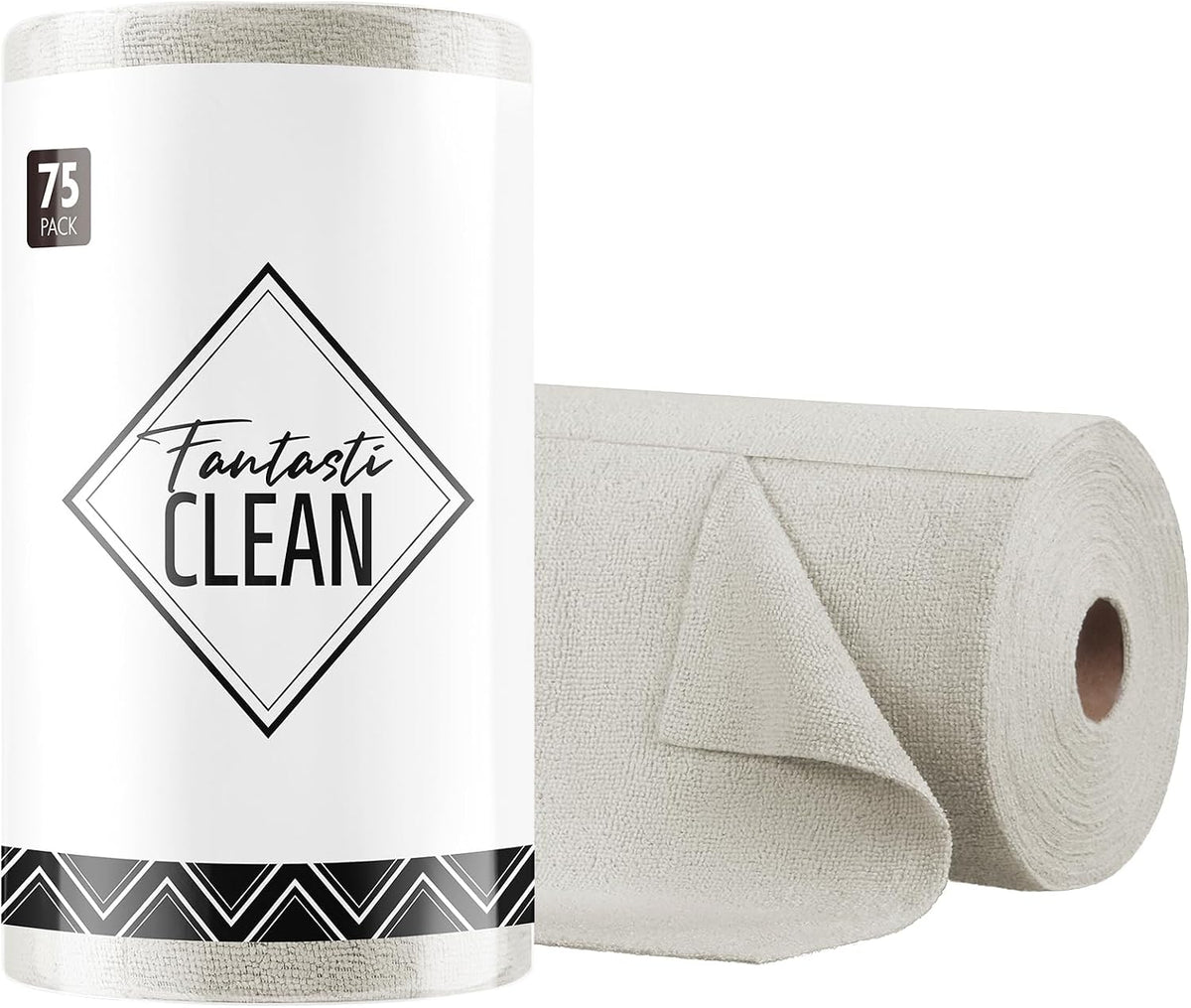 Fantasticlean Microfiber Cleaning Cloth Roll -75 Pack, 12" x 12" (Pink)