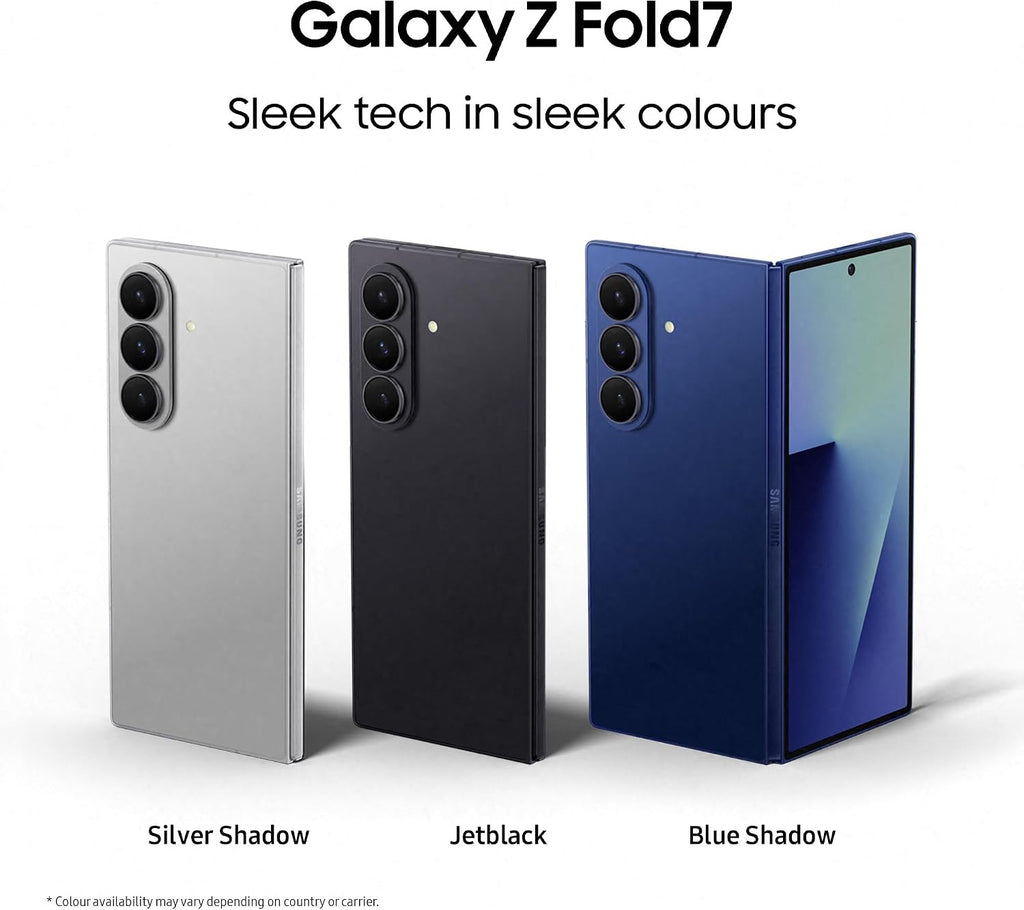 Samsung Galaxy Z Fold7 AI Phone, Thin and Light Foldable Design, Large Screen, 200MP Camera, 256GB Storage, 12GB Memory, 4400 mAh Battery, Blue Shadow, 3 Year Extended Warranty (UK Version)