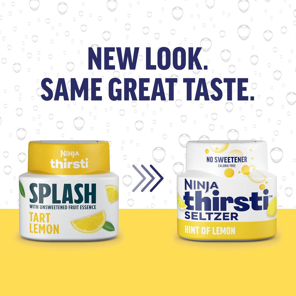 Ninja Thirsti Flavored Water Drops, SELTZER Lemon, Crisp and Refreshing Sparkling Water, Zero Calories, Zero Sugar, Zero Sweeteners, Makes 20, 12oz drinks, 3 Pack, WCFLEMNAM
