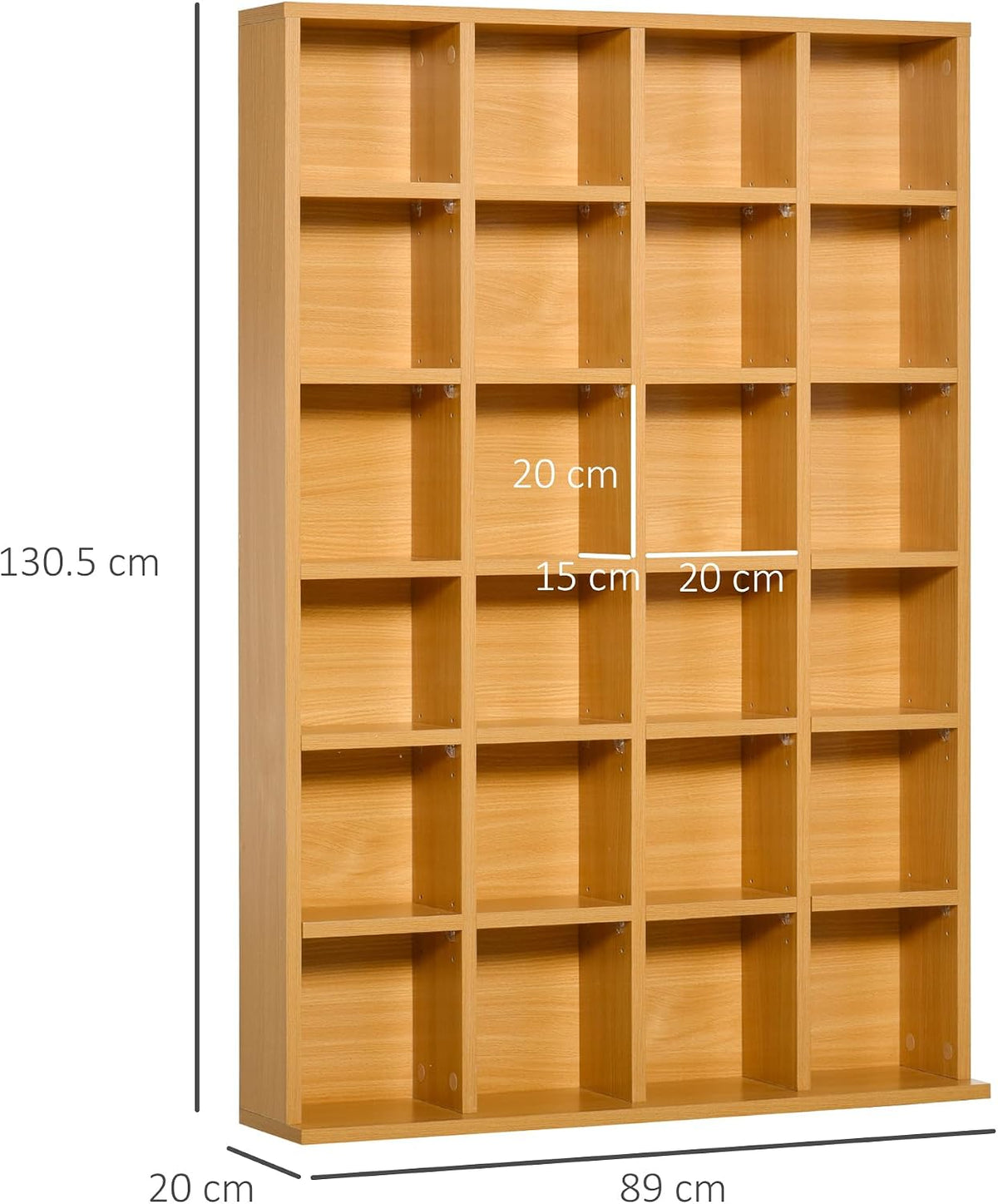 HOMCOM Tall 456 CD/ 336 DVD Storage Unit 89 x 130.5 cm Beech Wood Finish