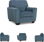 Signature Design by Ashley Cashton Oversized Accent Chair, Blue Arm Chair | Soft 100% polyester chenille, Durable wood and engineered wood frame, Spacious design for ultimate living room comfort