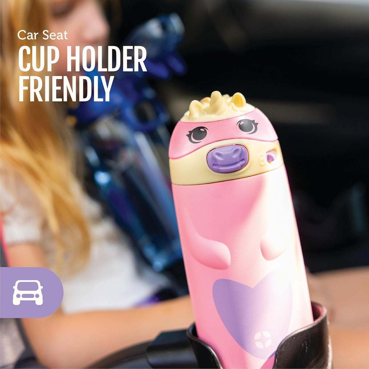 Ello Ellies 12oz Stainless Steel Leakproof Kids Water Bottle, Cat