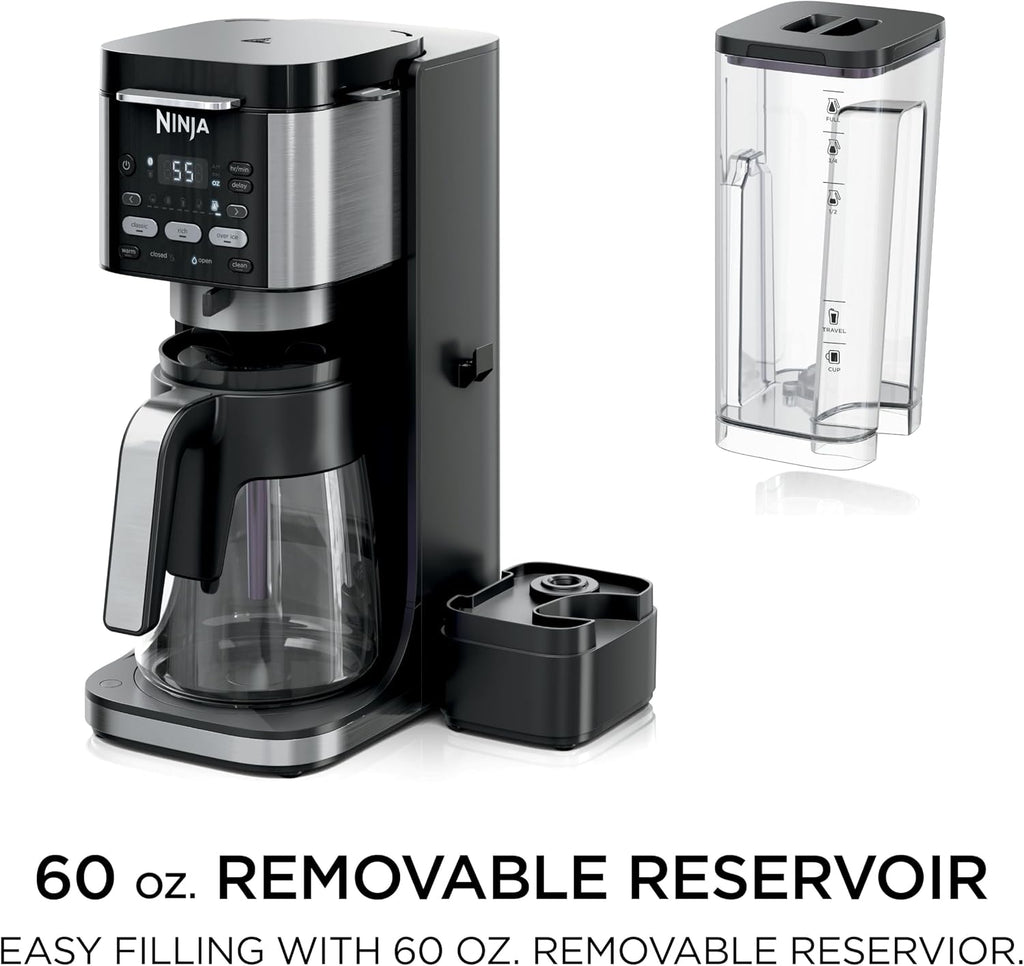 Ninja Drip Coffee Maker, DualBrew Pro Hot & Iced, Black, CFP101 | Single Serve to Carafe, Brew with Pods & Grounds, Compatible with K Cups, 3 Brew Styles, 60oz Removable Reservoir