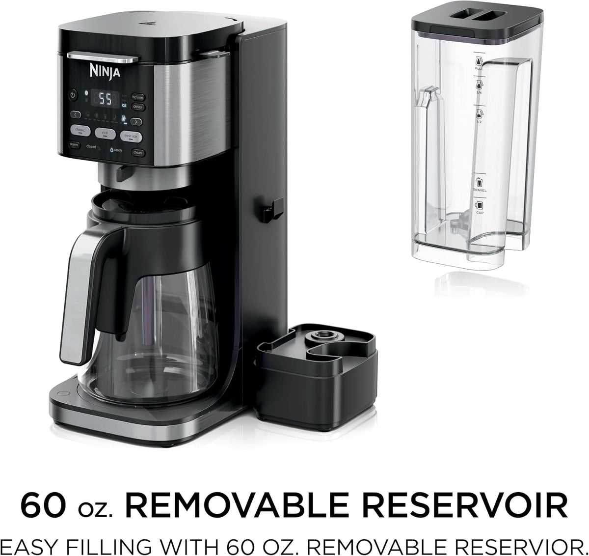 Ninja Drip Coffee Maker, DualBrew Pro Hot & Iced, Black, CFP101 | Single Serve to Carafe, Brew with Pods & Grounds, Compatible with K Cups, 3 Brew Styles, 60oz Removable Reservoir