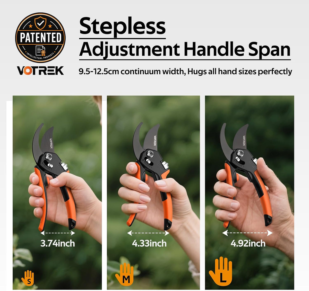 8.5" Garden Secateurs for Weak Hands, Professional Bypass Pruner