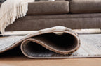 Signature Design by Ashley Sethburn Striped Area Rug 5x7, Cream/Gray | Machine-woven 100% polypropylene, Natural jute backing, Casual modern style, Indoor living spaces, Bedrooms