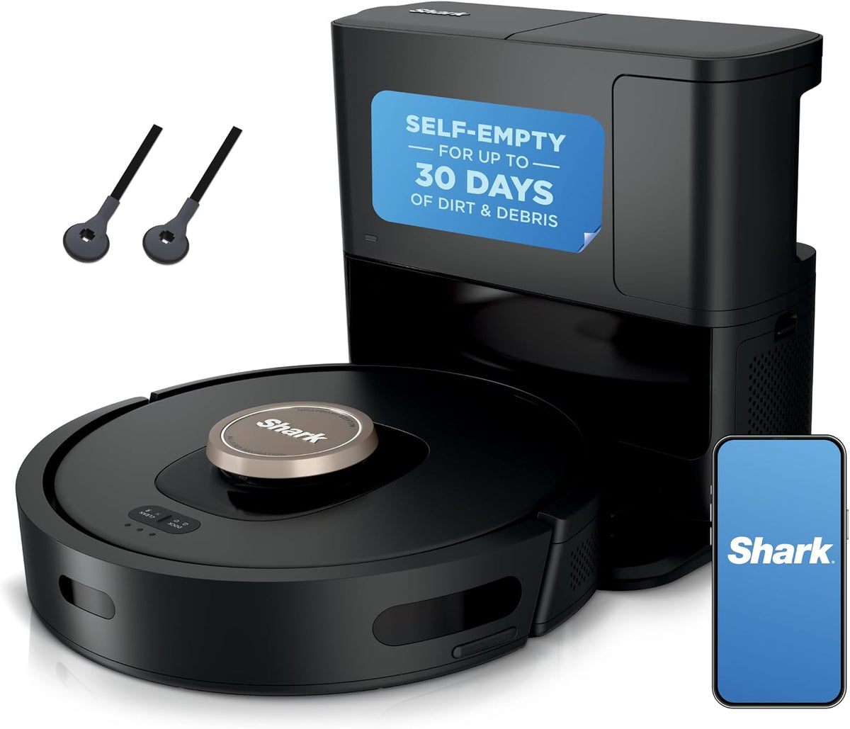Shark AV2501S AI Ultra Robot Vacuum, with Matrix Clean, Home Mapping, 30-Day Capacity HEPA Bagless Self Empty Base, Perfect for Pet Hair, Wifi, Dark Grey