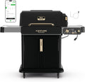 Ninja FlexFlame ProConnect Grill & Smoker, 5-in-1, Black/Gold, PG305 | Ninja FlexFlame ProConnect smokes & griddles with 200-600°F precision, synced to your phone for real-time cook alerts.