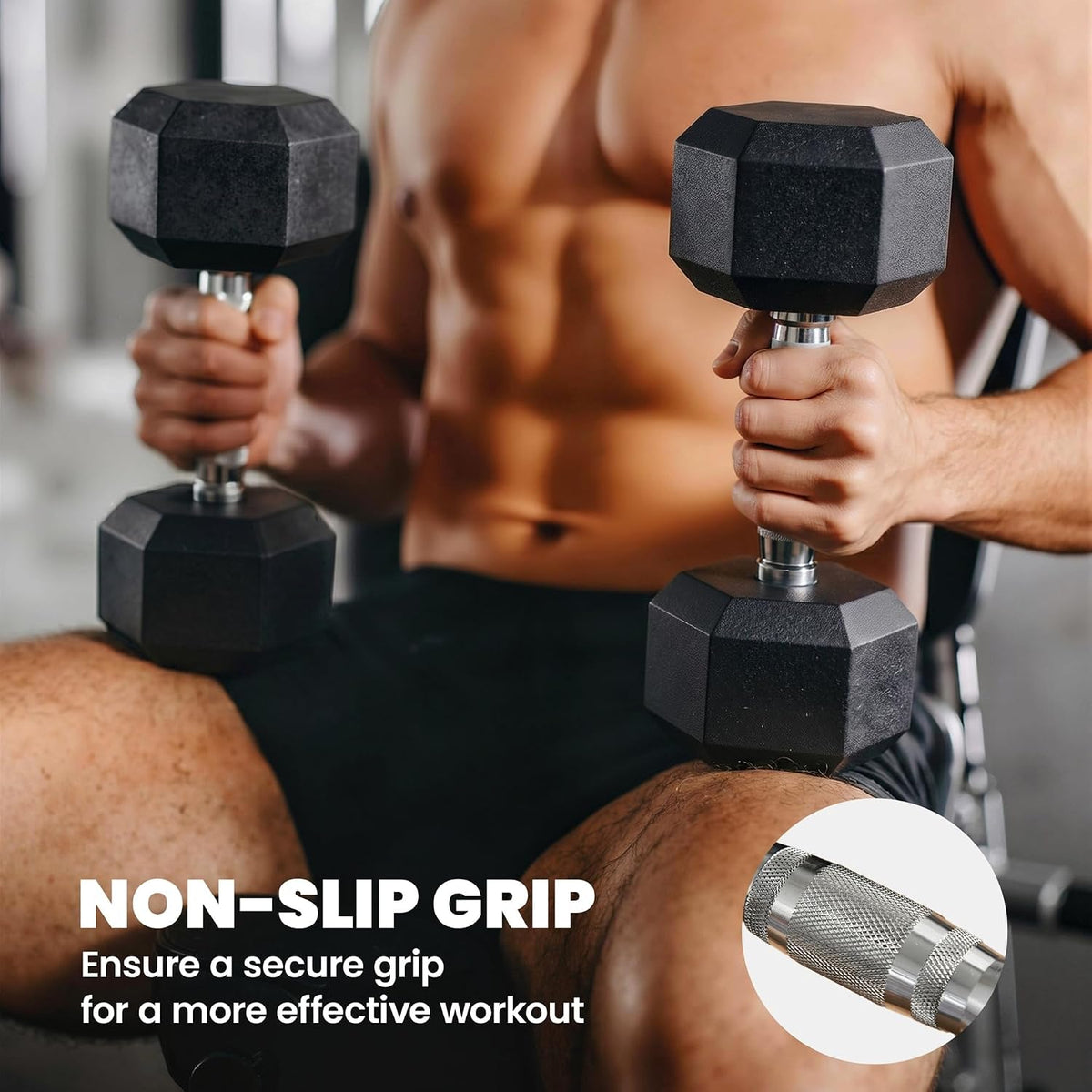 HOMCOM 2x4kg/2x5kg/2x6kg/2x8kg/2x10kg Rubber Hex Dumbbell Set Anti-Rolling Free Weights Dumbbells Pair with Knurled Grip for Home Gym Strength Training Exercise