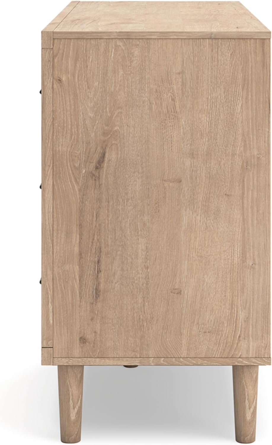 Signature Design by Ashley 6 Drawer Bedroom Dresser, Light Oak, Cielden | Textured beige faux cane fronts, Bronze knobs, Quick assembly, Contemporary coastal bedroom decor