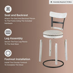 Signature Design by Ashley Valebeck Swivel Counter Height Bar Stool, White | Sturdy 24.5-inch seat with nailhead trim, Farmhouse rustic style featuring linen colored polyester, Smooth 360° rotation