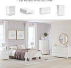 Signature Design by Ashley Bedside Table Nightstand, Scalloped, 2 Drawers | Engineered wood, Coastal farmhouse style, Scalloped edge, Youth bedroom use, Hallityn Series