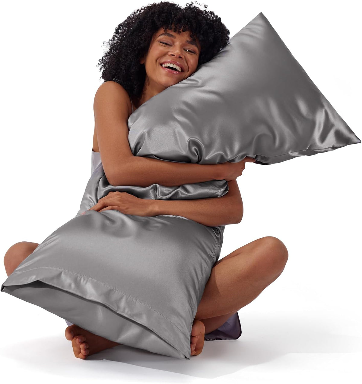 Bedsure Satin Pillowcase Standard Set of 2, Silky Pillow Cases, Beige