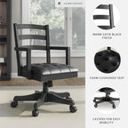 Signature Design by Ashley Wildenauer 1-Piece Swivel Desk Chair, Black | Wood swivel desk chair, Classic ladder back design, Foam cushioned seat, Durable black polyester fabric