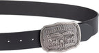 Levi’s Men’s Leather Jean Belt with Removable Plaque Buckle, Western‑Style Cowboy Belt for Everyday Wear
