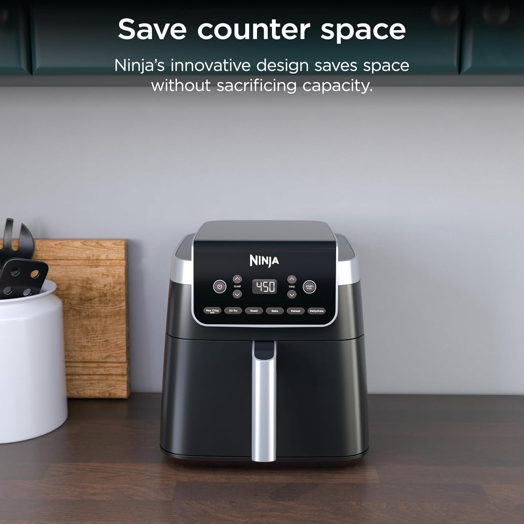 Ninja Air Fryer XL with MaxCrisp, 6.5 Qt, 6-in-1, Grey, AF181 | Max crisp, air fry, roast, bake, reheat, dehydrate, 1750W, 450F max, Fits 9 lbs wings