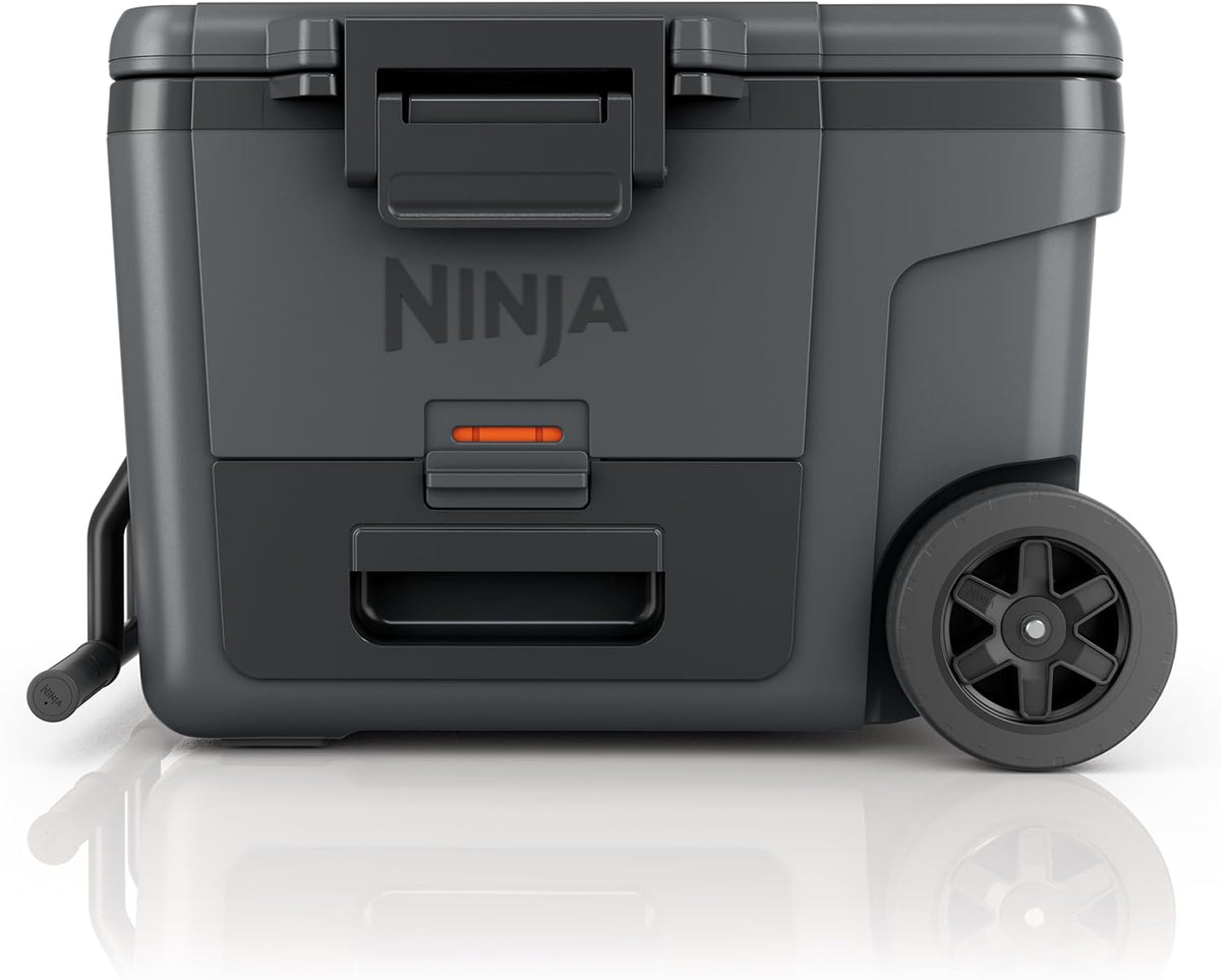 Ninja FrostVault™ 45qt Cooler with Wheels, Dry Storage, Charcoal Gray | Ninja FrostVault's 45-qt capacity holds 68 cans, keeps food cool & dry, and rolls easily on all-terrain wheels