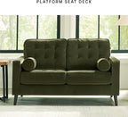 Signature Design by Ashley Loveseat, Olive Green Velvet, Reveon Lakes | Small loveseat for condo spaces, Olive green velvet upholstery, Anti-sag platform foundation, No assembly required