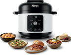 Ninja® HyperHeat™ 9-in-1 Pressure Cooker, 6.5-qt, White, PC201WH | Cooks 2X faster, Sear, Sauté, Slow Cook, Steam, Sous Vide & Yogurt, 1200W, PFAS-free, removable SimpliServe™ pot for serving
