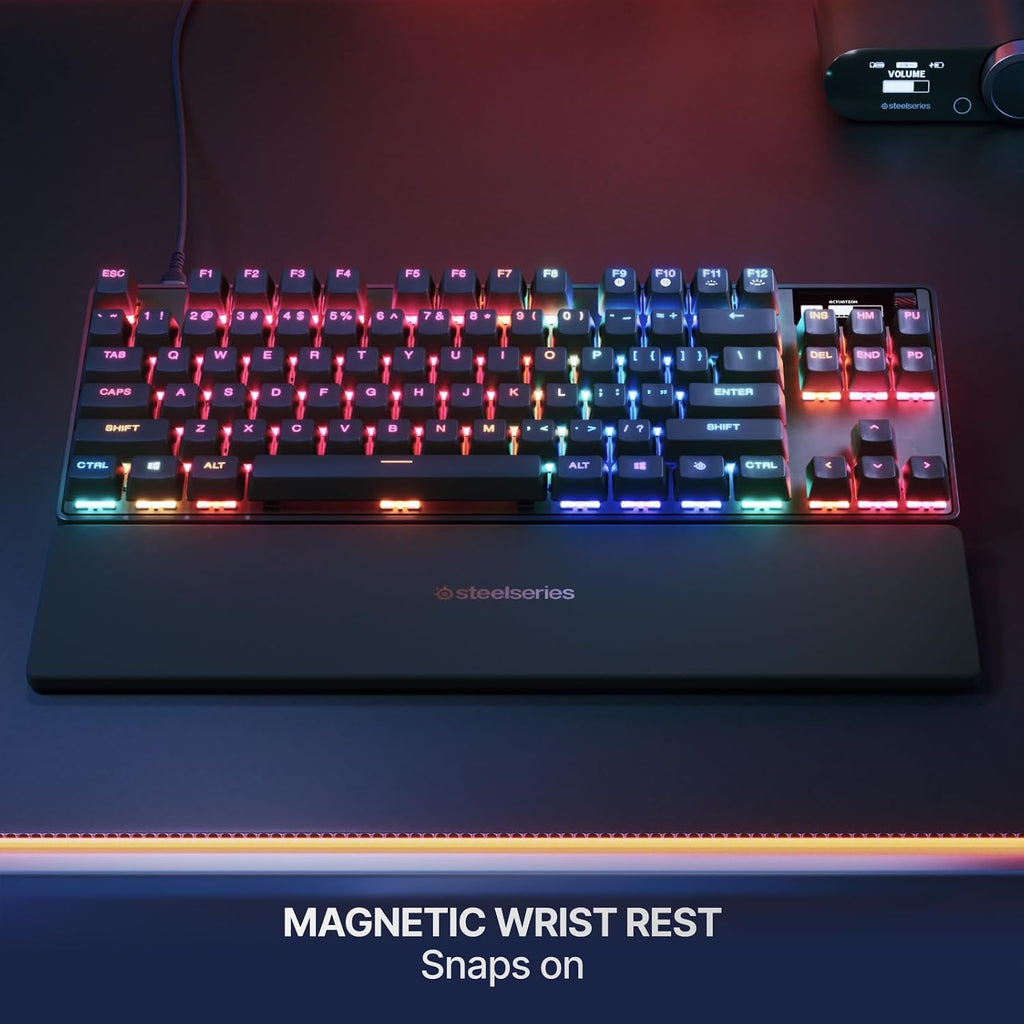 SteelSeries Apex Pro TKL Gen 3 Gaming Keyboard - OmniPoint 3.0 Analog Magnetic Switches, QuickSet Auto-Presets (Rapid Trigger, Rapid Tap/SOCD, Protection Mode), OLED, RGB, PBT, USB-C, English QWERTY