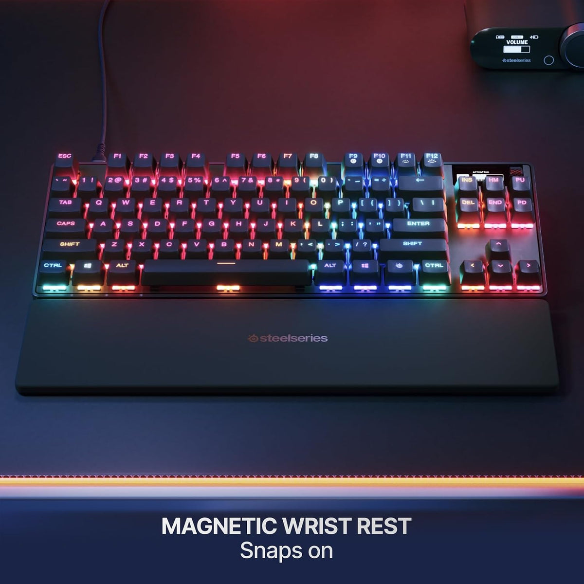 SteelSeries Apex Pro TKL Gen 3 Gaming Keyboard - OmniPoint 3.0 Analog Magnetic Switches, QuickSet Auto-Presets (Rapid Trigger, Rapid Tap/SOCD, Protection Mode), OLED, RGB, PBT, USB-C, English QWERTY