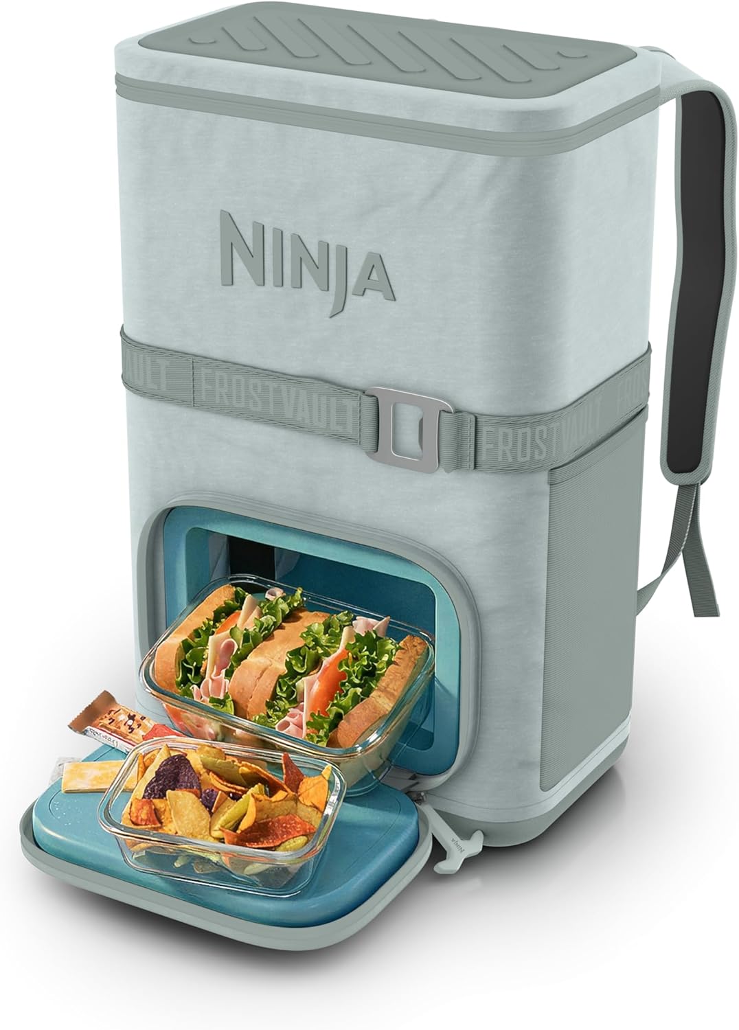 Ninja FrostVault™ Go Soft Backpack Cooler, Dry Storage, Meadow Chill | Ninja FrostVault Go soft cooler, stays cool for hours with a leakproof, easy-access lid, and carries like a backpack