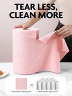 Fantasticlean Microfiber Cleaning Cloth Roll -75 Pack, 12" x 12" (Pink)