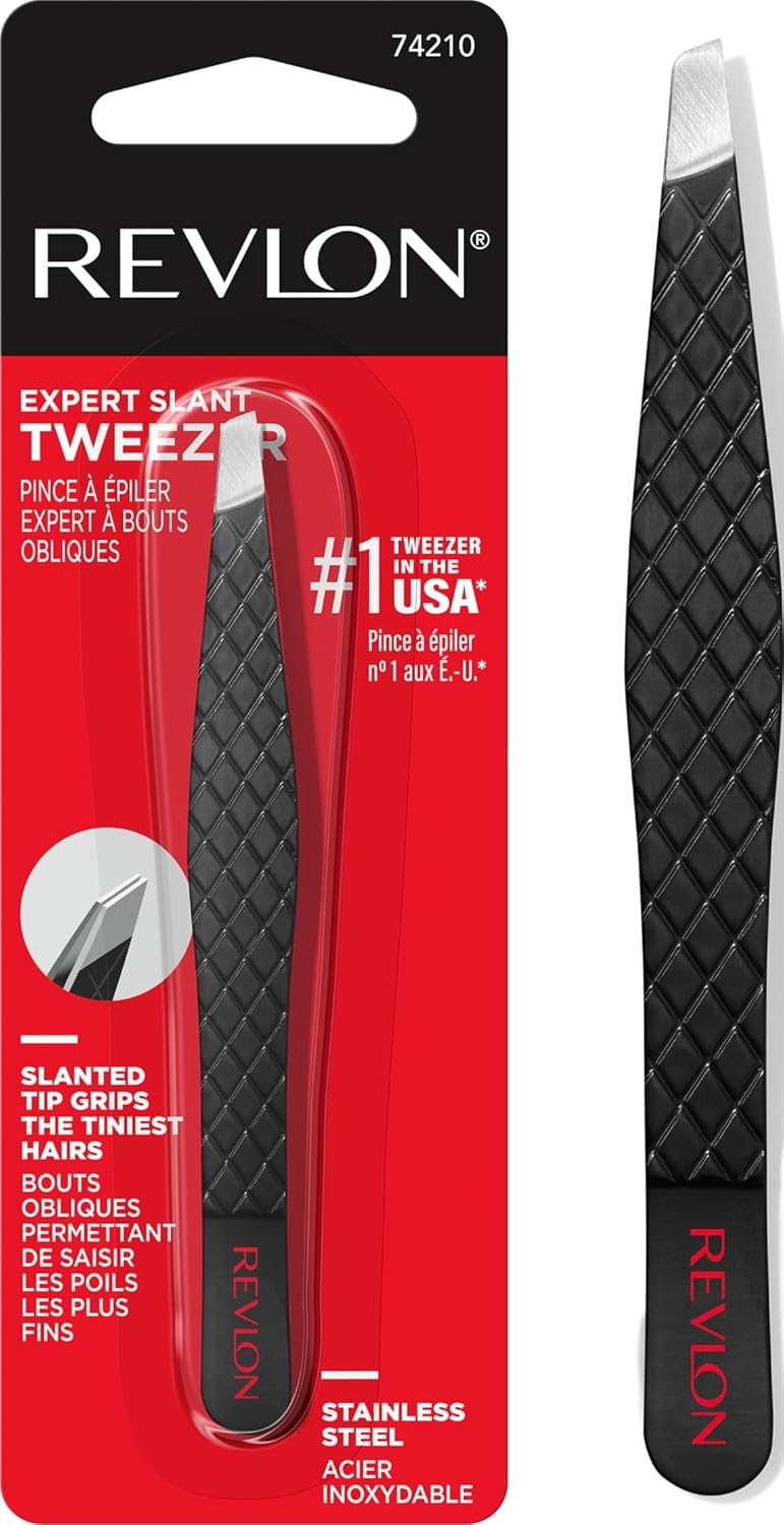 Revlon Expert Slant Tip Tweezer, Black, 1 Count