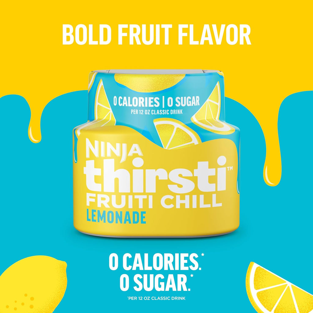 Ninja Thirsti Flavored Water Drops, Fruiti Chill Lemonade, Zero Calories | Zero Sugar, 12oz drinks, 3 Pack, Compatible with All Ninja Thirsti Drink Systems - WC1000, WC2000 & WC3000 Series, WCFLMNDAM