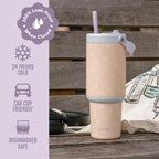 Ello Oasis Go+ 32oz Insulated Stainless Steel Tumbler with Straw, Daisies