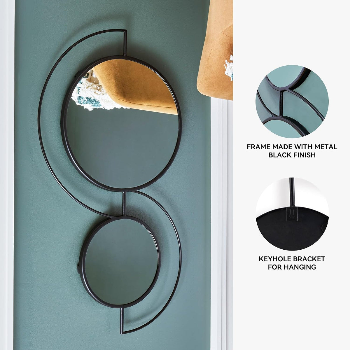 Signature Design by Ashley Shayham Modern Accent Mirror with Thin Frame, Black