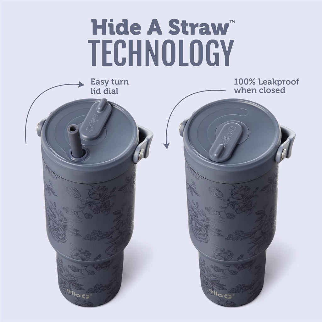 Ello Oasis Go+ 26oz Insulated Stainless Steel Tumbler with Straw, Porcelain