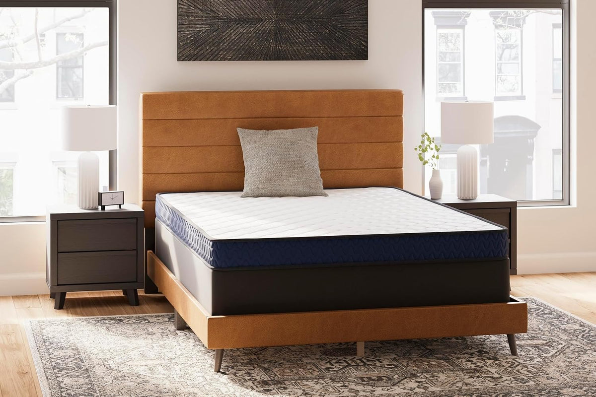 Signature Design by Ashley Queen Foundation, 10 Inch Box Spring | Sturdy metal construction, Compact flat fold design, Removable black fabric cover, Rounded corners, Foundation Series