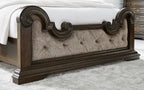 Signature Design by Ashley Maylee King Size Bed Frame and Headboard, Brown | Traditional panel bed, High 83-inch headboard, Brown button-tufted upholstery, Master bedroom statement piece