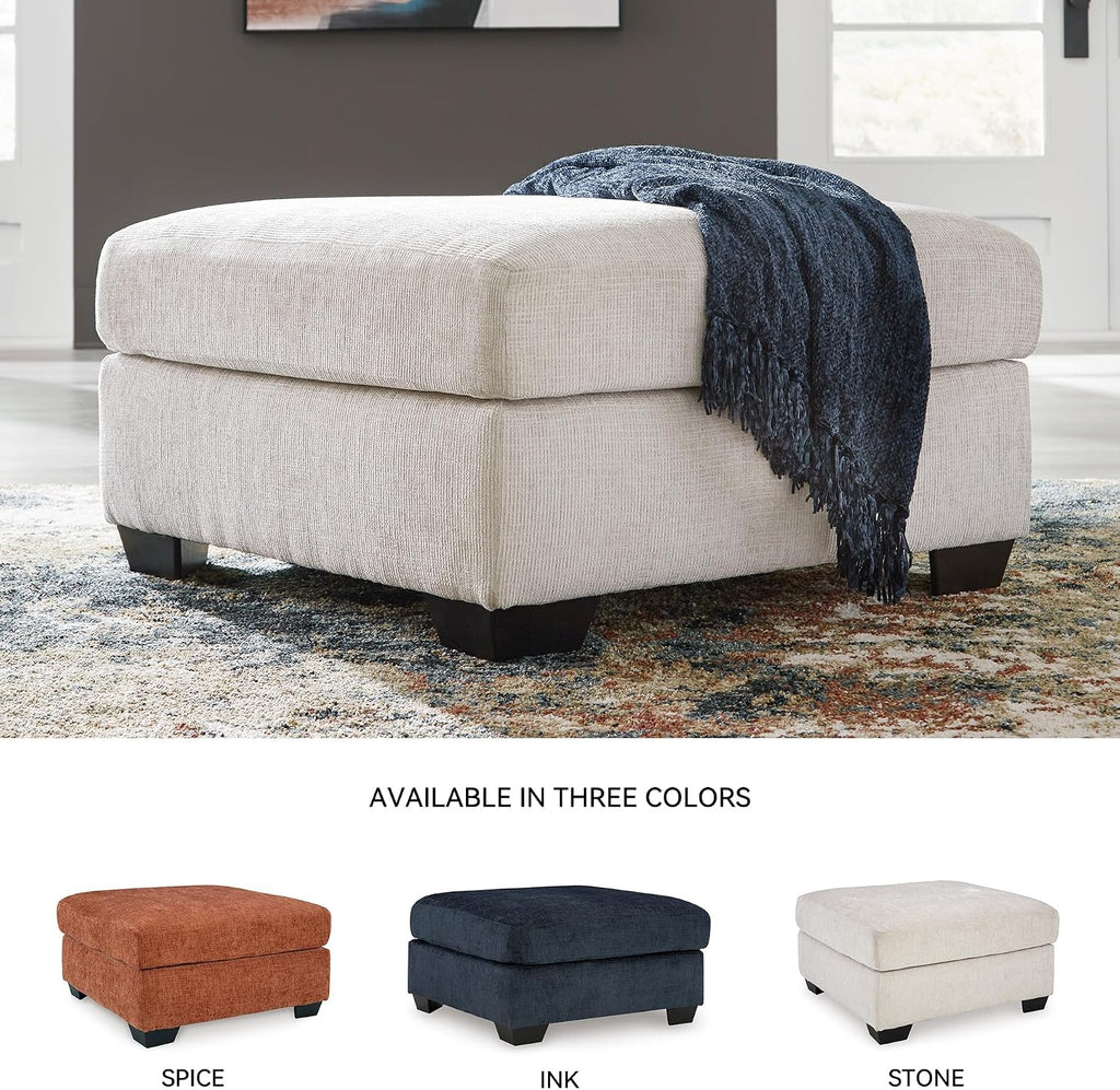Signature Design by Ashley Oversized Ottoman Coffee Table, Stone, Aviemore | 38-in large ottoman, 100% polyester chenille, Durable and comfortable cushions, Reinforced frame, No assembly required