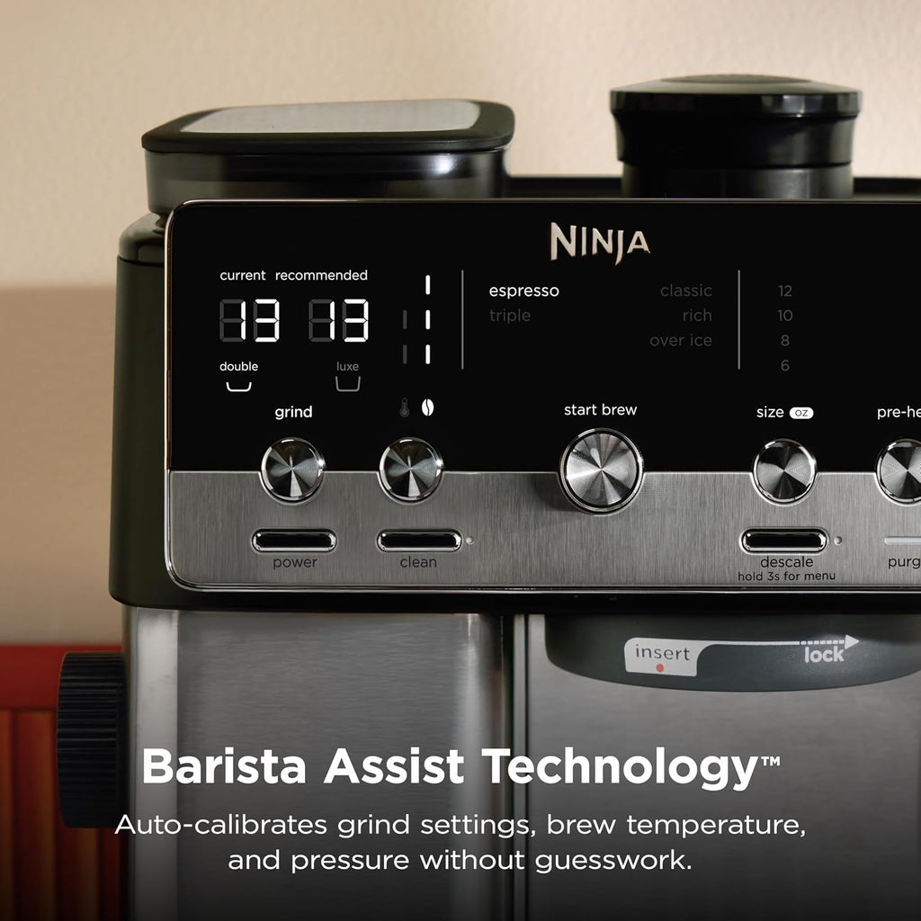 Ninja Luxe Café Mini, Espresso Machine & Drip Coffee, Stainless, ES301 | Built-in Burr Grinder, Precision Scale & Manual Steam Wand, Lattes, Cappuccinos & More
