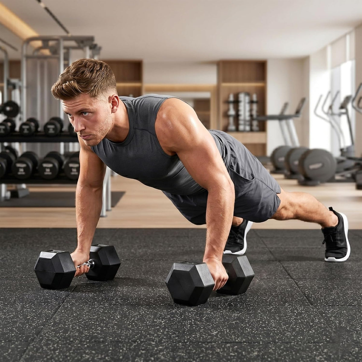HOMCOM 2x4kg/2x5kg/2x6kg/2x8kg/2x10kg Rubber Hex Dumbbell Set Anti-Rolling Free Weights Dumbbells Pair with Knurled Grip for Home Gym Strength Training Exercise