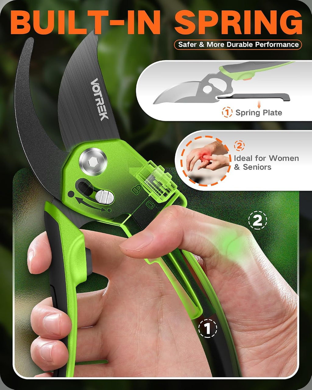 Bypass Secateurs for Small Hands with Continuously Adjustable Grip