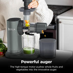 Ninja NeverClog 3-in-1 Juicer, Slicer & Shredder, 32oz Vessel, JC152 | NeverClog auger juices non-stop, plus slicing & shredding attachments. Total Pulp Control, 32-oz vessel, dishwasher safe
