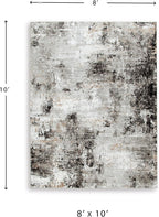 Signature Design by Ashley Langwell 8' x 10' Area Rug, Black & Gray | 100% polyester fabric, Natural jute backing, 9 mm medium pile, Contemporary modern style, Living room and bedroom use