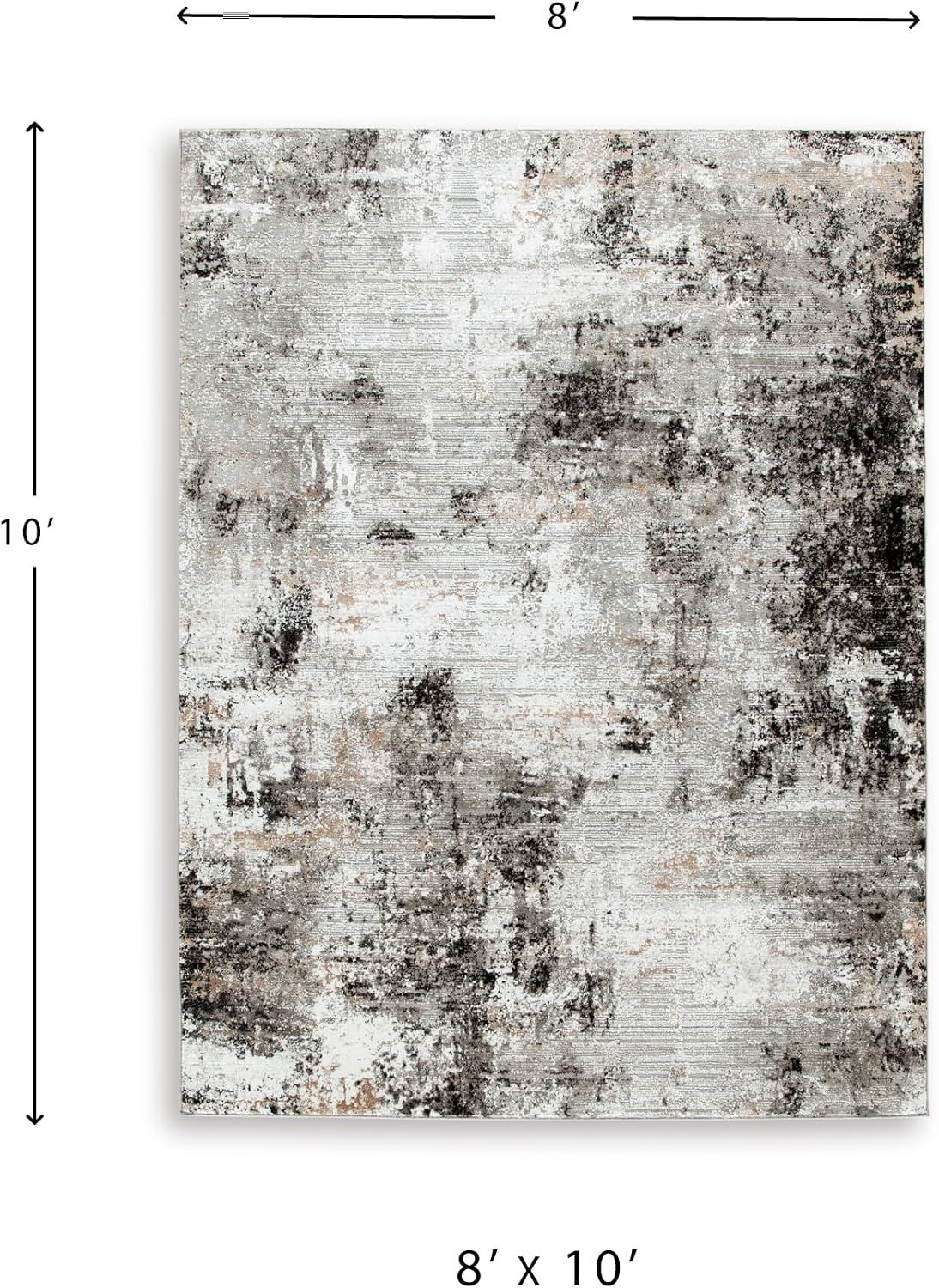 Signature Design by Ashley Langwell 8' x 10' Area Rug, Black & Gray | 100% polyester fabric, Natural jute backing, 9 mm medium pile, Contemporary modern style, Living room and bedroom use