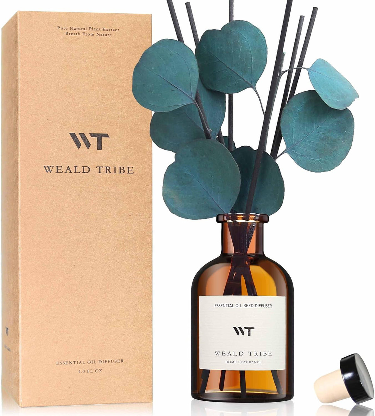 WEALD TRIBE Flower Reed Diffuser Set Eucalyptus & Lavender Scent for Room Bathroom Accessories Shelf Decor & Air Fresheners, Sticks Defusers with 4.0 fl oz Home Fragrance Oils, Office Gift