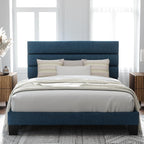 Allewie Queen Size Platform Bed Frame with Fabric Upholstered Headboard