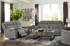 Signature Design by Ashley Power Reclining Loveseat Sofa with Console | Faux leather look, 15-minute assembly, Water-resistant DuraPella fabric, Zero-gravity reclining, Adjustable headrest