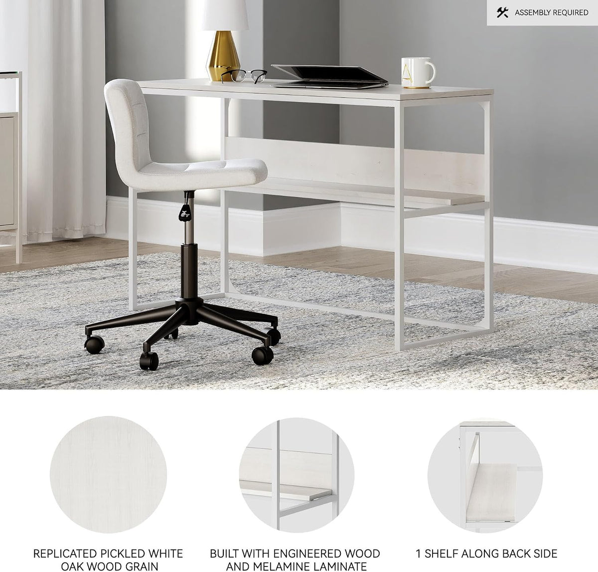 Signature Design by Ashley Deznee Industrial Home Office Desk, White