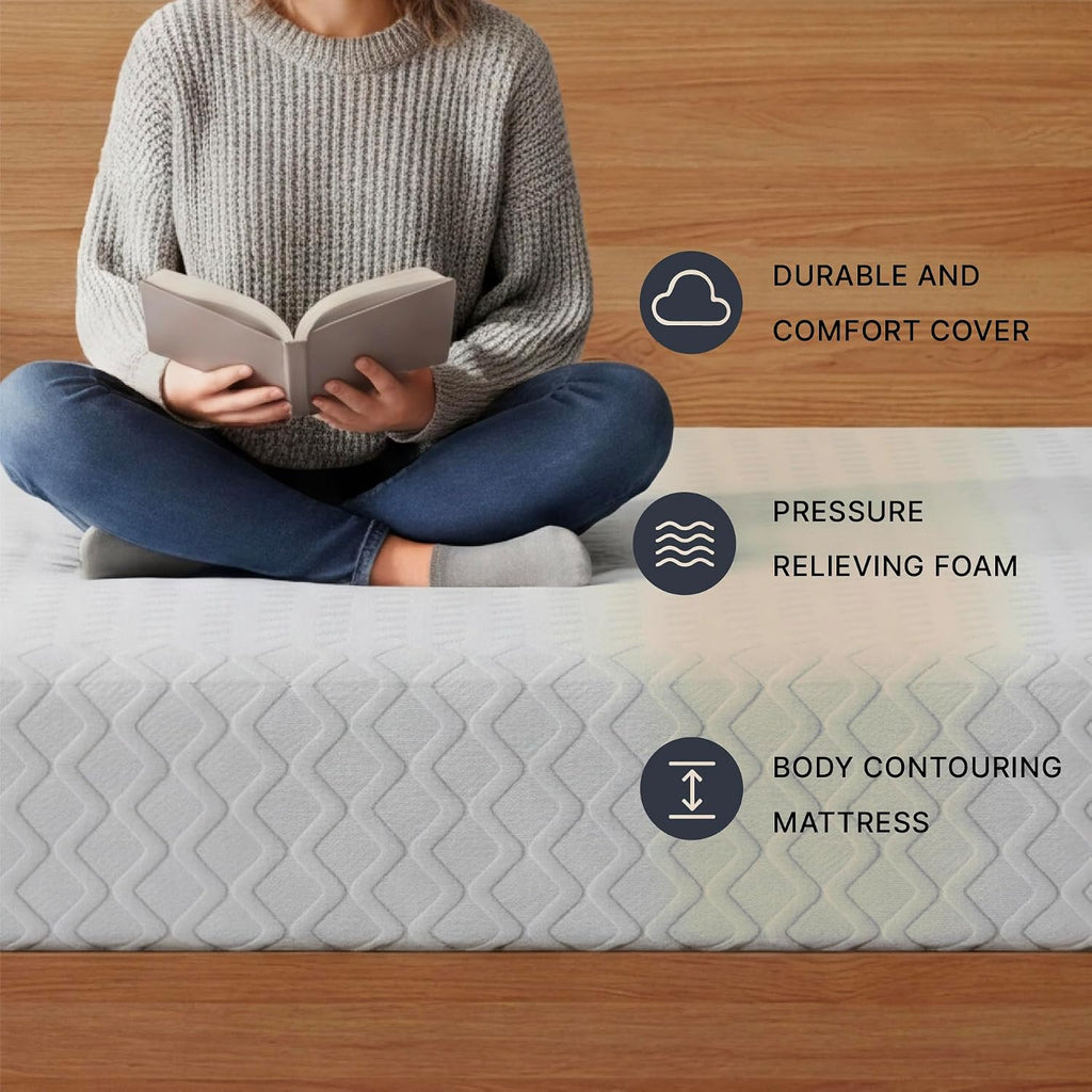Signature Design by Ashley Memory Foam Mattress in a Box, 10 in Queen | Medium Firm memory foam mattress, Premium stretch knit cover, Low motion transfer, Bedroom use, Chime Series